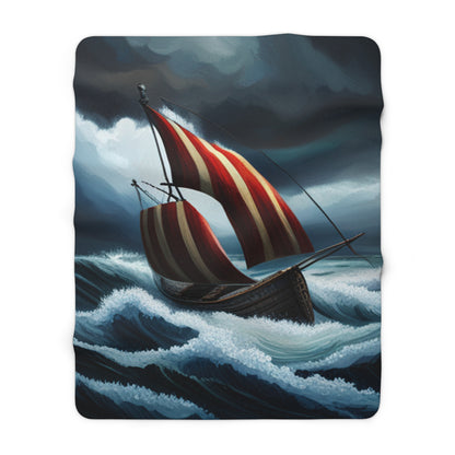 Viking Ship Sherpa Fleece Blanket