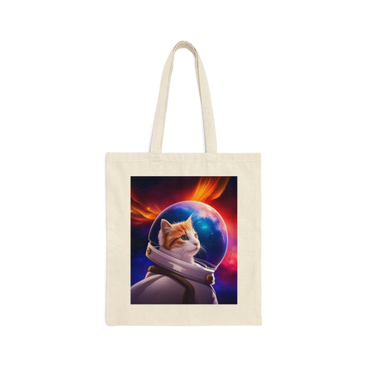 Space Cat Cotton Canvas Tote Bag