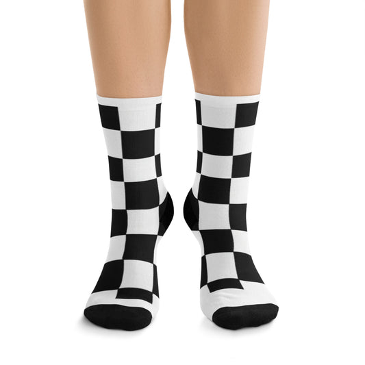 Black and White Check Recycled Poly Socks