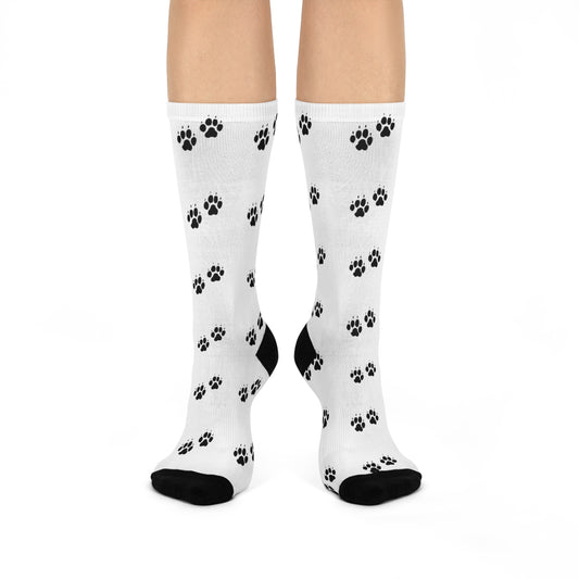 Paw Prints Cushioned Crew Socks