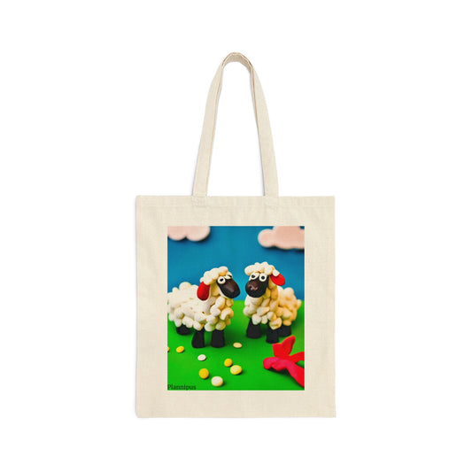 Clay Sheep Cotton Canvas Tote Bag