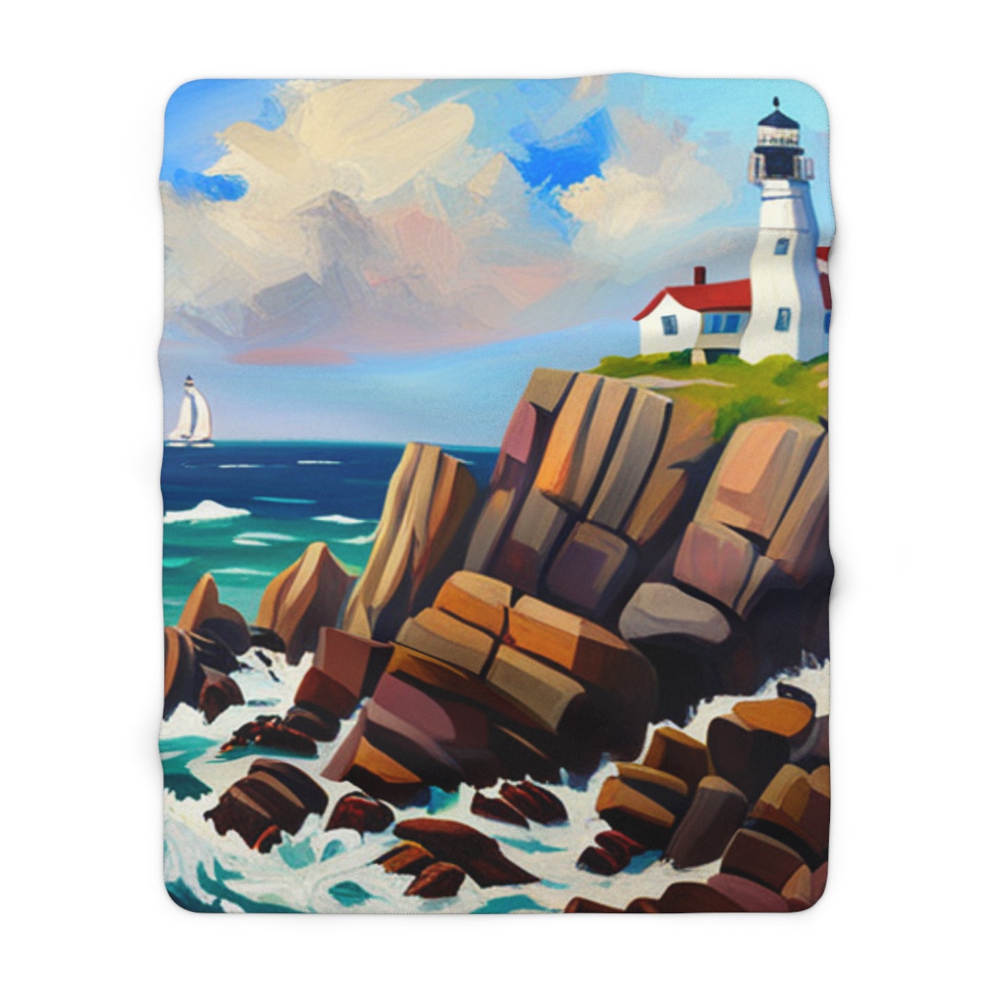 New England Cliff Side Sherpa Fleece Blanket