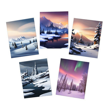 Snowscape Digital Art Greeting Cards (5-Pack)