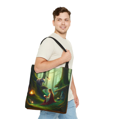 Reading in the Forest Fantasy Tote Bag (AOP)