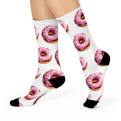 Pink donut Cushioned Crew Socks