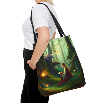 Reading in the Forest Fantasy Tote Bag (AOP)