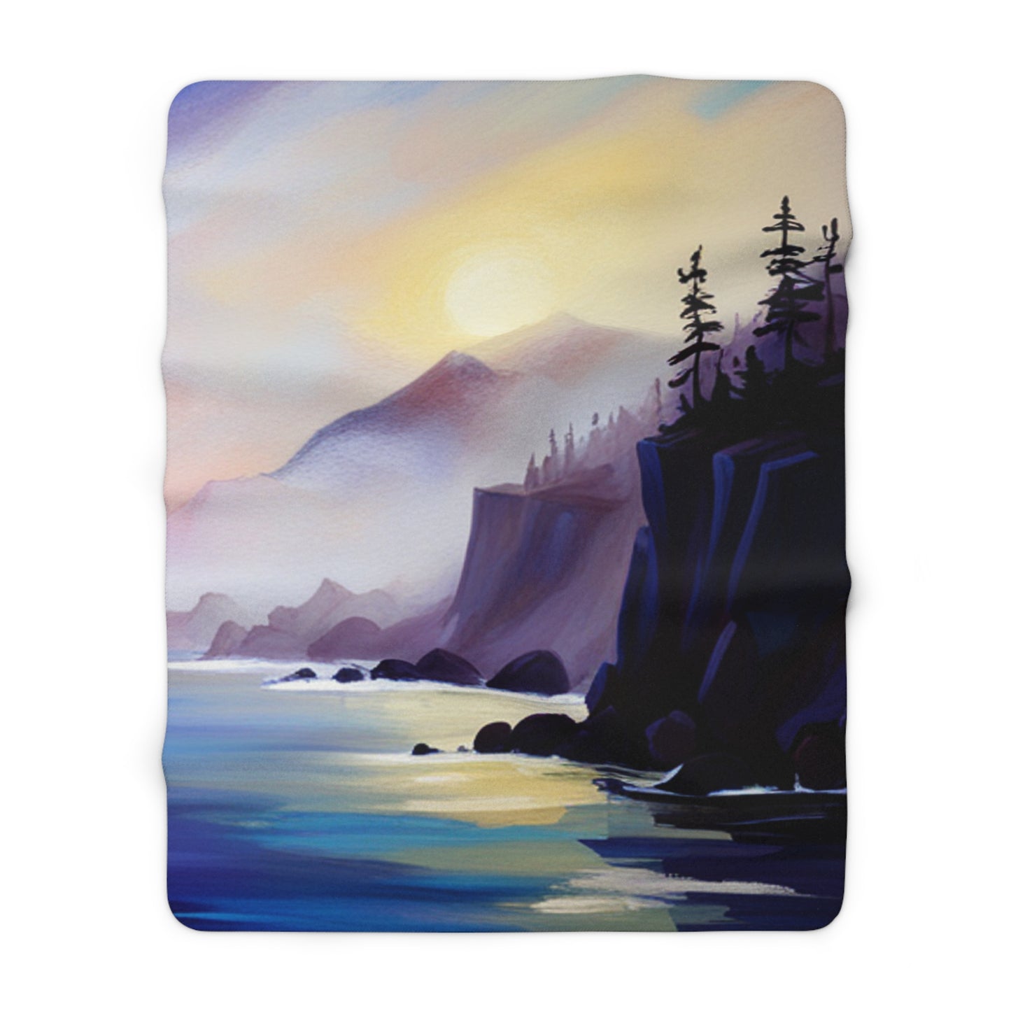 Pacific Northwest Coastline Sherpa Fleece Blanket