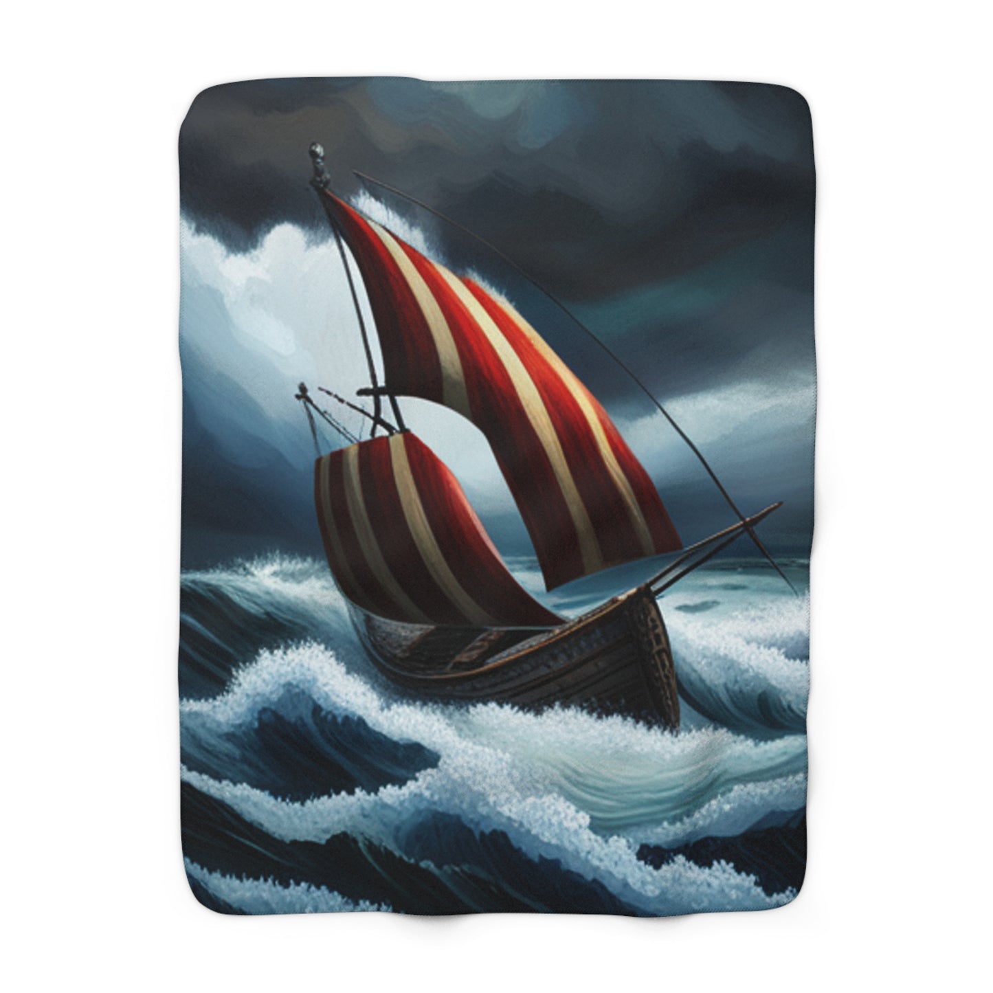 Viking Ship Sherpa Fleece Blanket