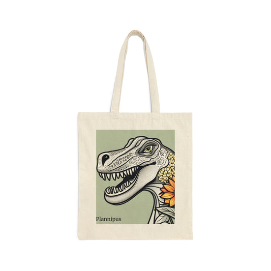 T-Rex Art Cotton Canvas Tote Bag