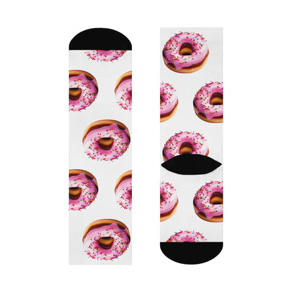 Pink donut Cushioned Crew Socks