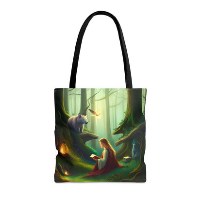 Reading in the Forest Fantasy Tote Bag (AOP)