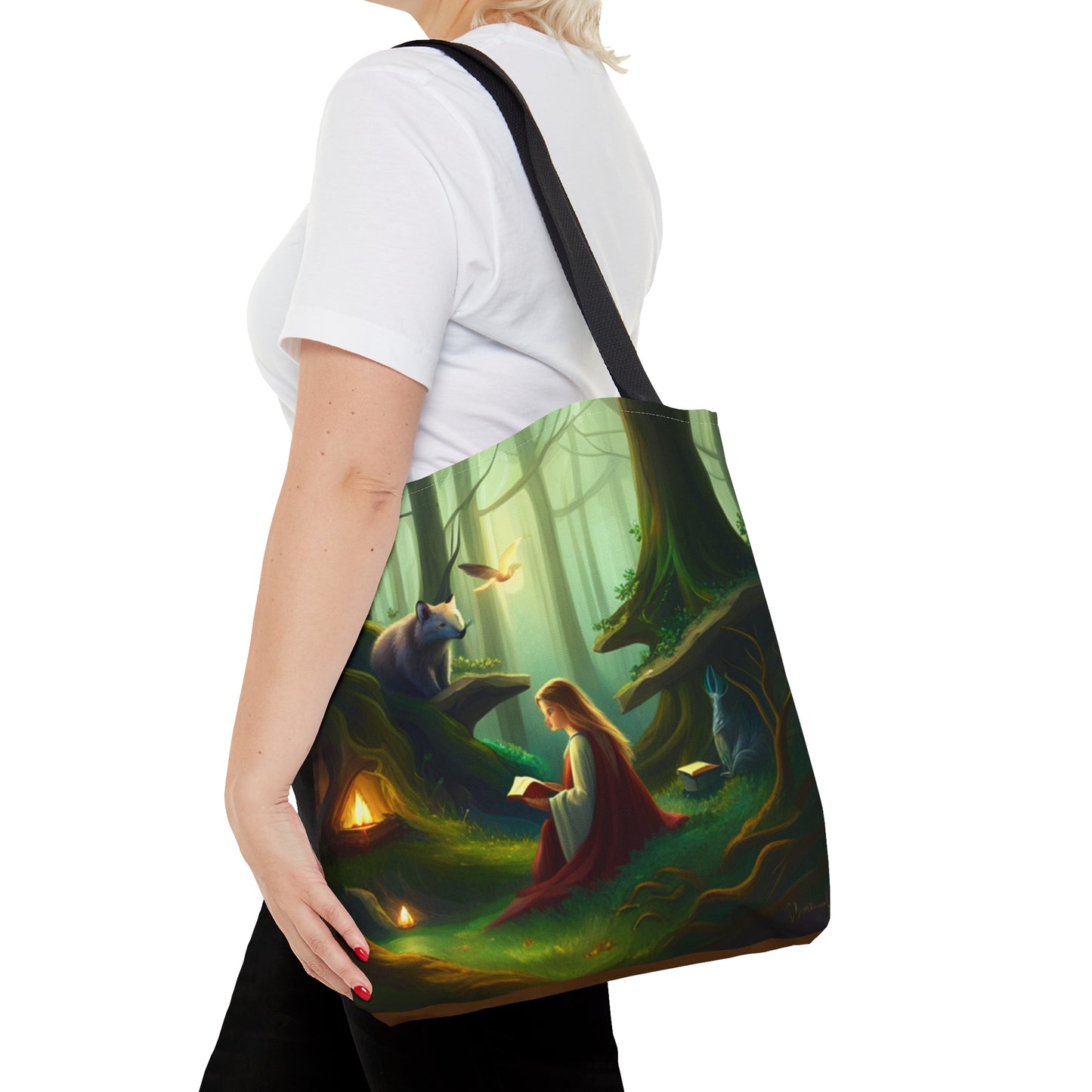 Reading in the Forest Fantasy Tote Bag (AOP)