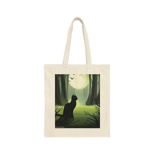 Black Cat Cotton Canvas Tote Bag