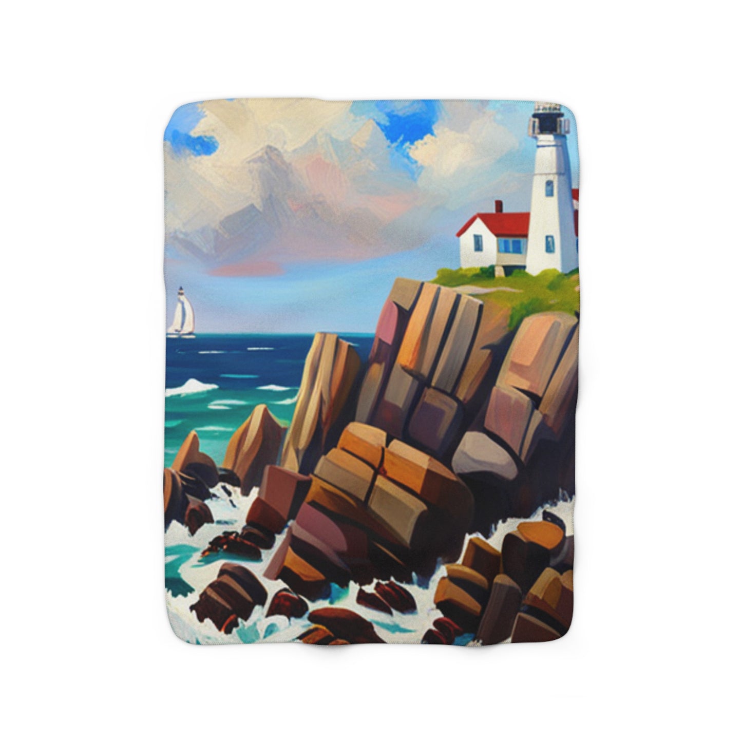 New England Cliff Side Sherpa Fleece Blanket