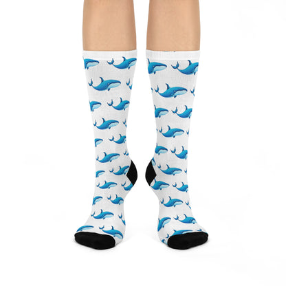 Blue Whale Cushioned Crew Socks