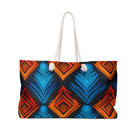 Blue and Red Flame Weekender Bag