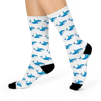 Blue Whale Cushioned Crew Socks