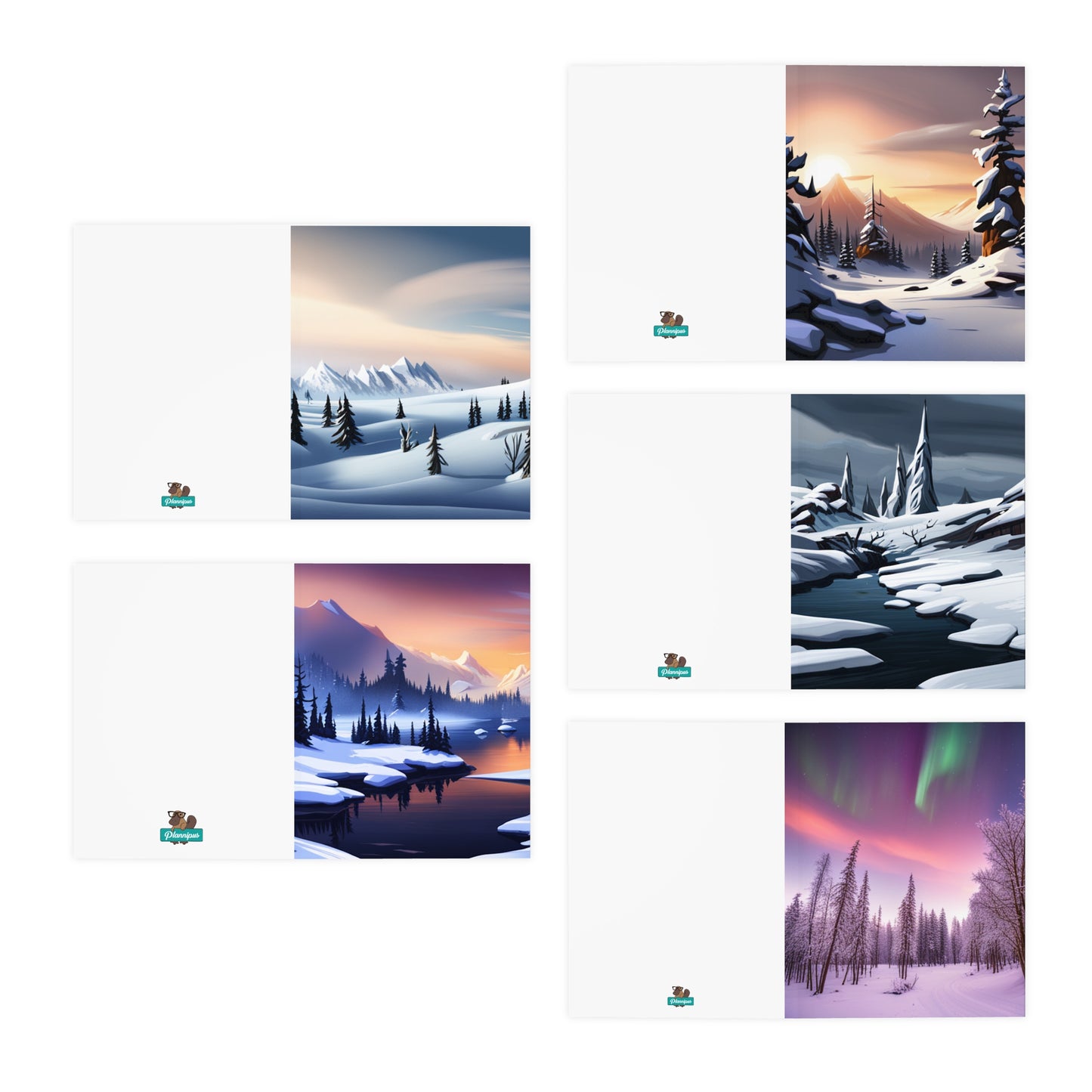 Snowscape Digital Art Greeting Cards (5-Pack)