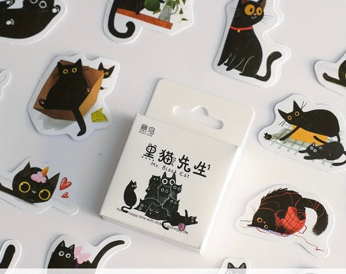 Mr. Black Cat Kawaii Stickers