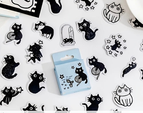 Kawaii Little Black Cat Stickers